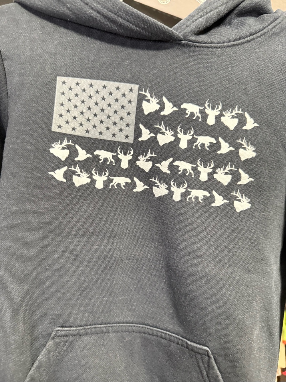 Columbia PFG Youth Wildlife American Flag Pullover Hoodie Navy - Picture 4 of 6